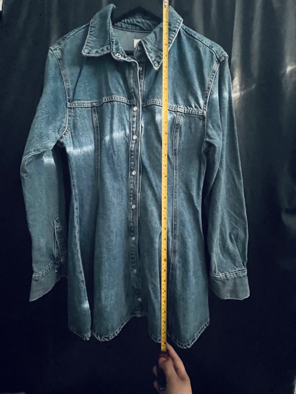 Distressed Denim Mini Dress - Picture 11 of 12